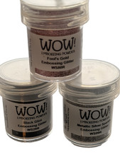 Stampin Up Lot of 3 WOW EMBOSSING GLITTER POWDER Gold Silver Black
