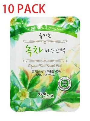 Organic Green Tea Sheet Mask 10 Pack Korean Face Mask Hydrating K-Beauty