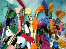 Embroidery Floss GRAB BAG, DMC  Mix Brands, 6 threads, Needles  Cards FREEBIES
