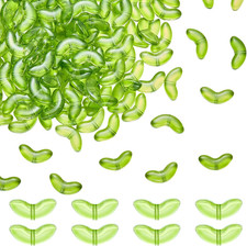 100Pcs Green Glass Leaf Beads for Jewelry Making Lampwork Green Glass Beads Plan