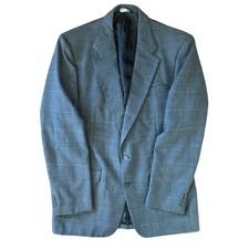 Vtg Botany 500 Blazer Mens 44R Grey Gladiator Windowpane Wool USA career office