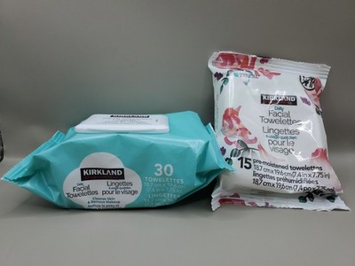 Kirkland Signature Daily Facial Towelettes Cleanse Skin Remove Makeup 30 & 15CTS