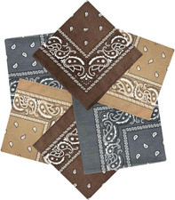6 Pack 100 Cotton Bandanas 22  x 22" for Men  Women Paisley Handkerchief Headb