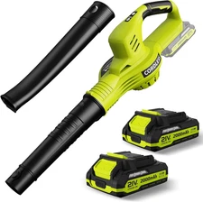 Leaf Blower Cordless - 21V Powerful Electric Leaf Blower with 2 Batteries and Ch