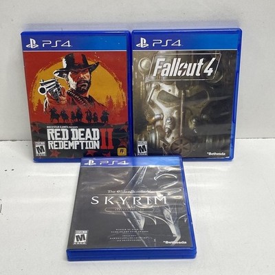 Red Dead Redemption II Skyrim Fallout 4 3 PS4 Game Lot Rockstar Bethesda