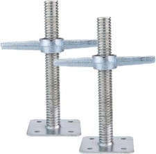 12" Adjustable Leveling Galvanized Screw Jack with Base Plate, 2 Pack
