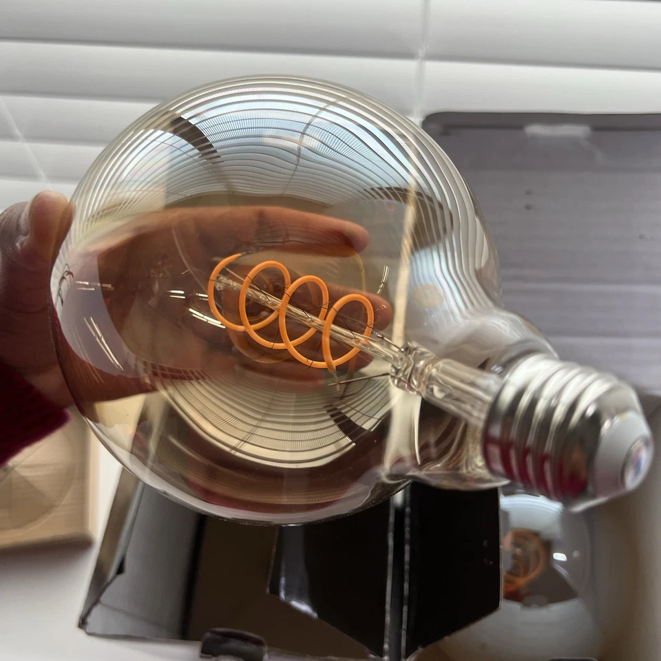 GE 60-Watt Vintage Style Amber G40 Globe LED w/Standard Medium Base - NEW 2 PACK - Image 4 of 4