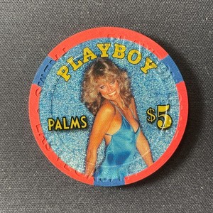 Palms Las Vegas $5 casino chip Farrah Fawcett blue dress Playboy Club obsolete