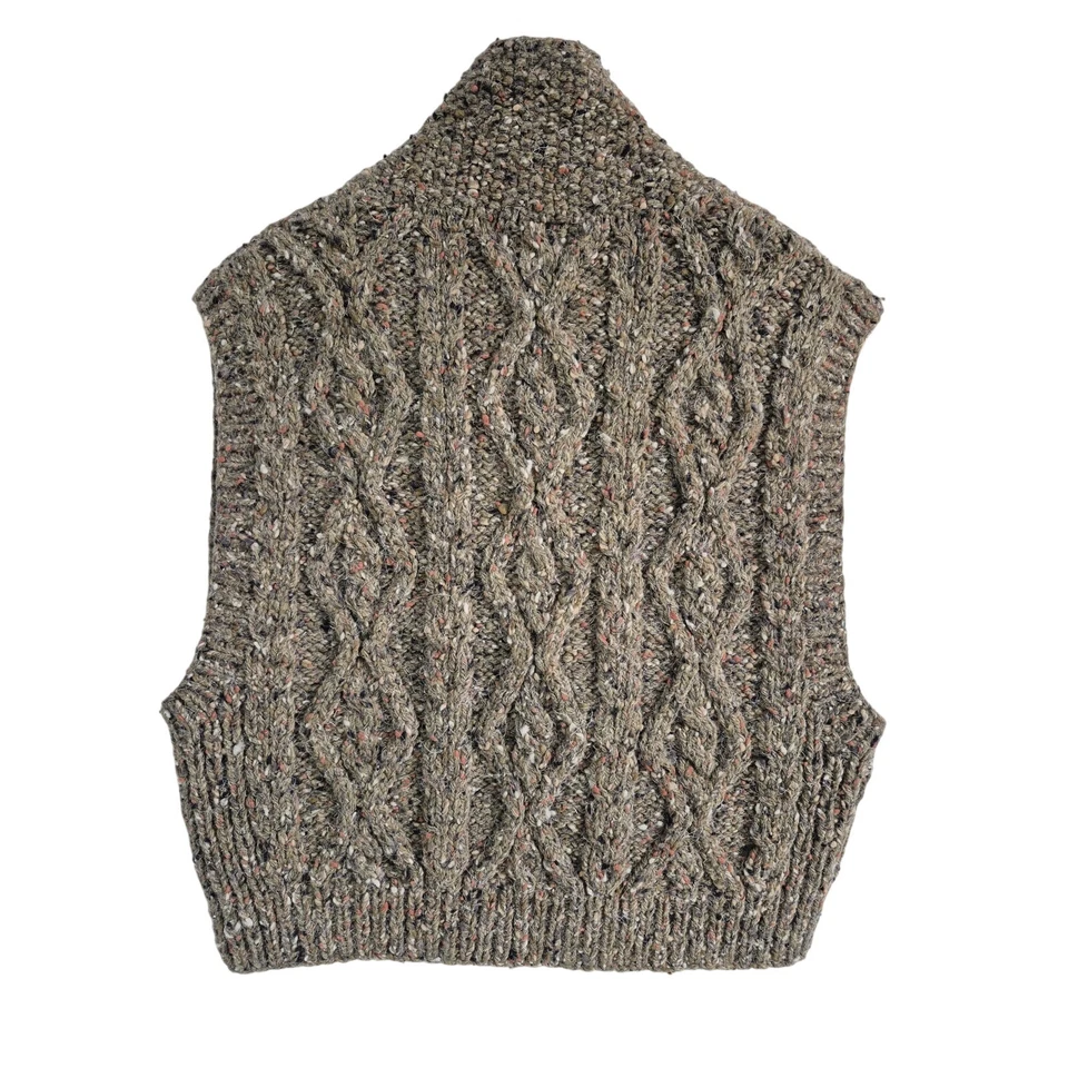Vtg Banana Republic Chaleco de suéter de punto de cable con cuello chal de lana S Unisex Button  Foto 3 de 4