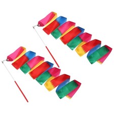 2 Pcs Dance Ribbons 78.7" Gymnastics Ribbon Streamers Red Wand, Flame