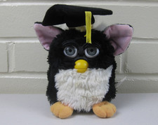 Vintage Y2K Graduate Furby Plush Toy Black White Graduation 1999 Special Edition