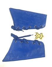 Blue 2 Pieces Genuine Real Leather Gauntlet Cuff Wristband Arm Band 01 Pair B03