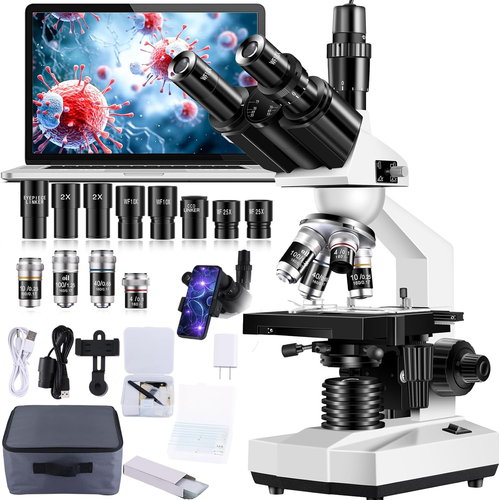 High-Power Trinocular Microscope 40X-5000X with USB Camera & Dual Stage - Picture 11 of 12