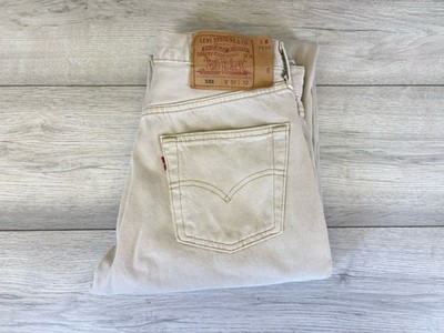 Vintage 1990er Levi's 501 Relaxed Fit Jeans Herren Beige Denim Größe W30 x L32