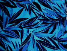 Leaves Black Blue  Sparkle Blue Accents 4 way 27" X 58" Lycra spandex fabric 31