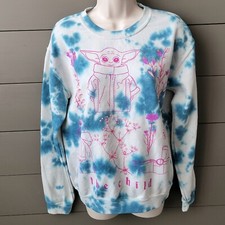 Star Wars The Child Sweatshirt Fleece Lined Botanical Crew Tie Die Womens Small