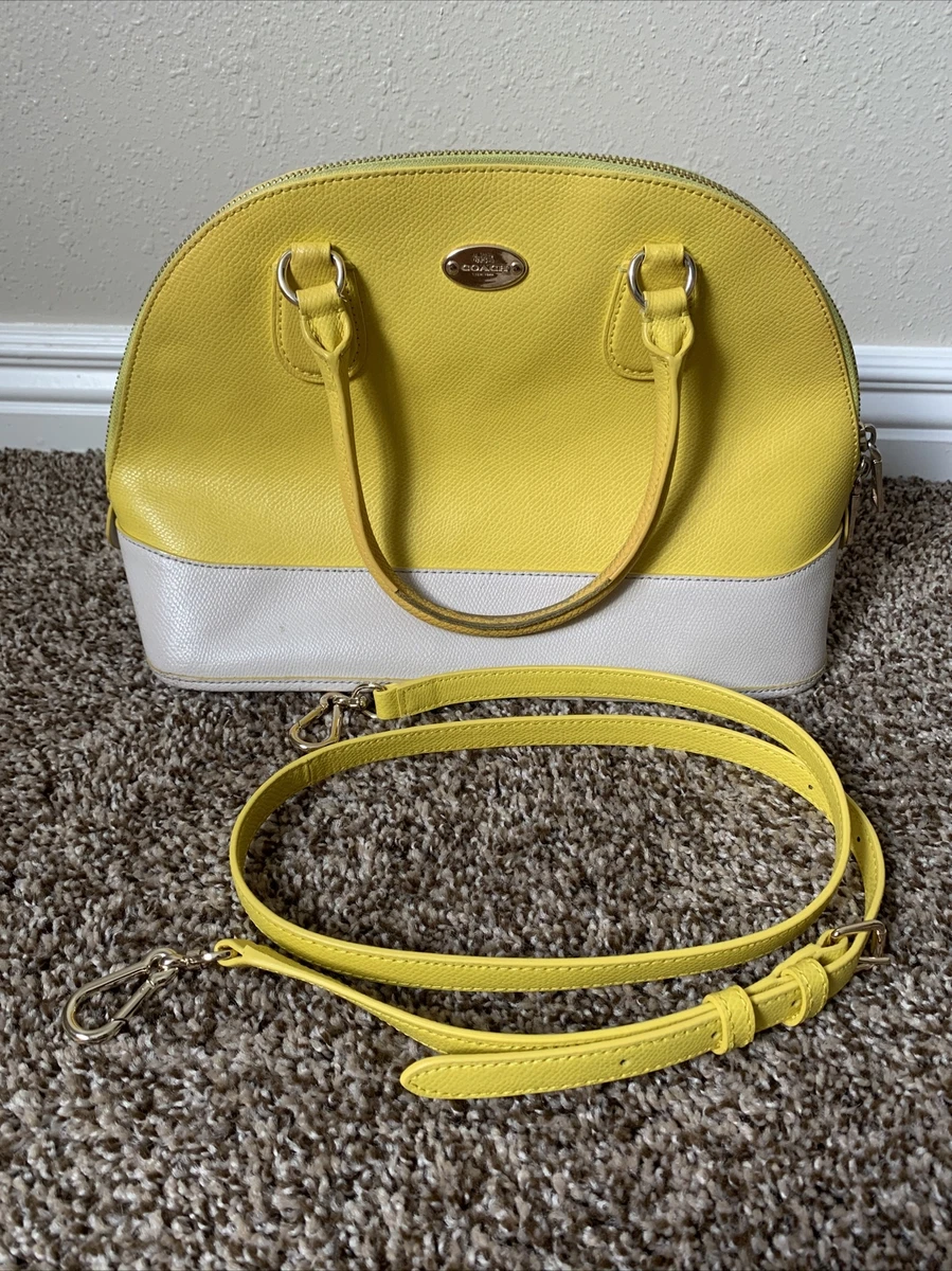 Coach Bicolored Cross Grain Cora Domed Satchel Yellow Chalk F34491