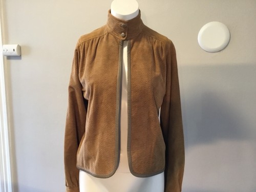 SAKS FIFTH AVENUE JACKET COAT SUEDE LIGHT BROWN SIZE 6 VTG - Picture 3 of 10