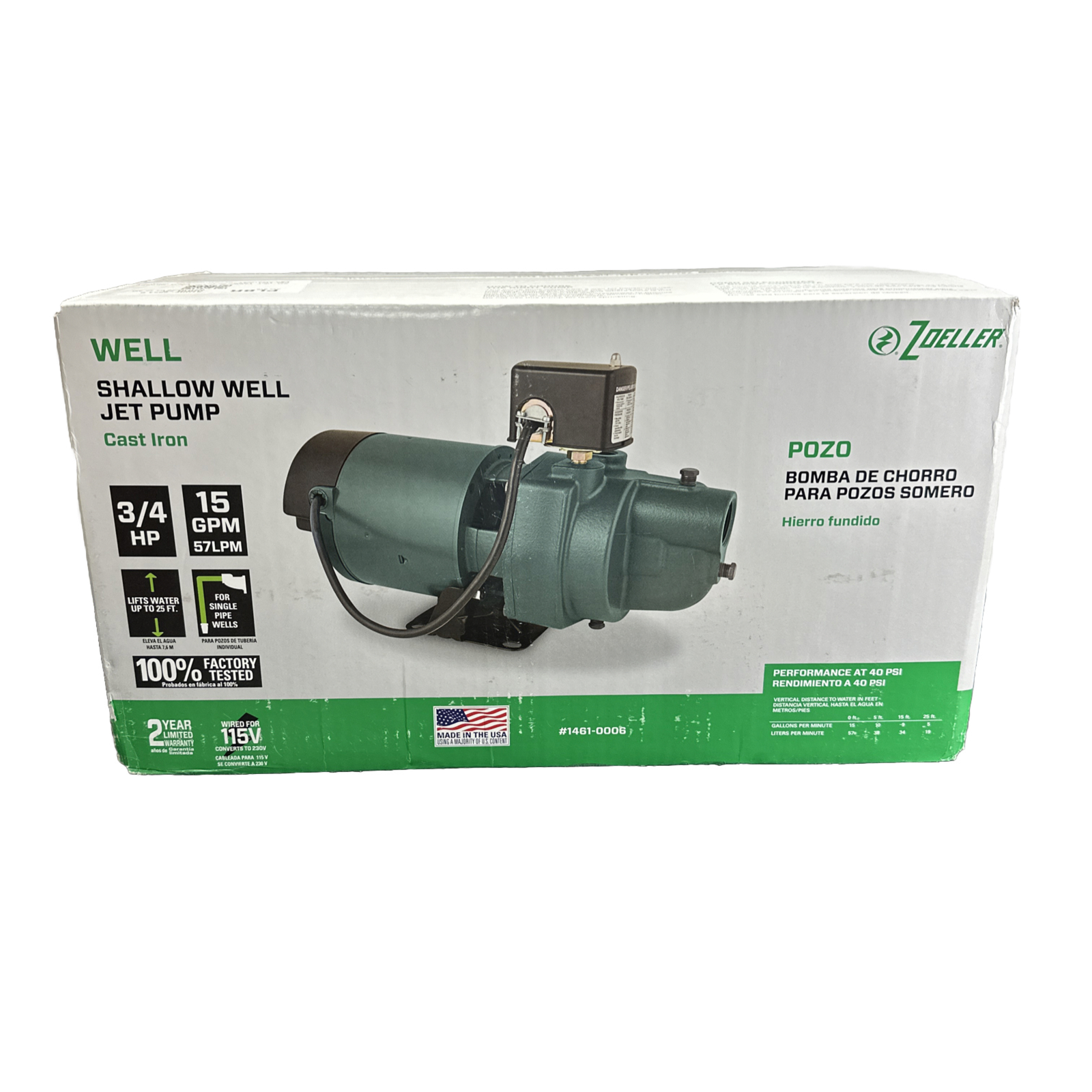 Zoeller 3/4HP 115 And 230Volt Cast Iron Shallow Well Jet, 46 OFF