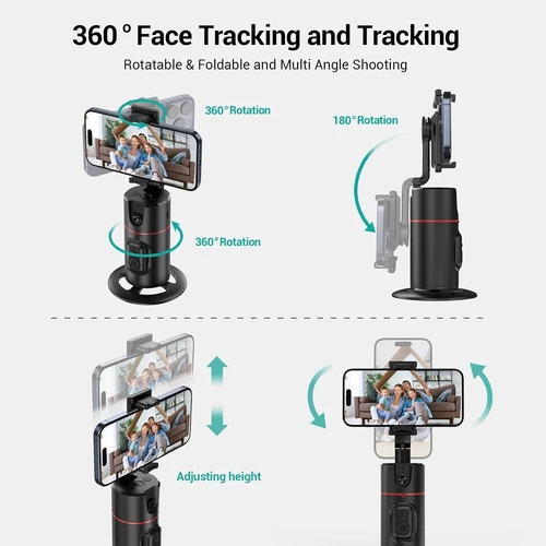 360° Handy Selfie Stick Stativ mit AI Auto Face Tracking Smart Gestensteuerung - Bild 4 von 15