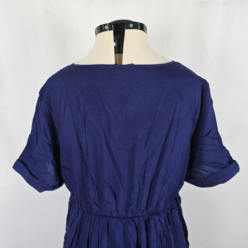 Bloomchic Dress Women's 1X Indigo Short Ruffle Sleeves Fit & Flare Midi NWT - Picture 4 of 13