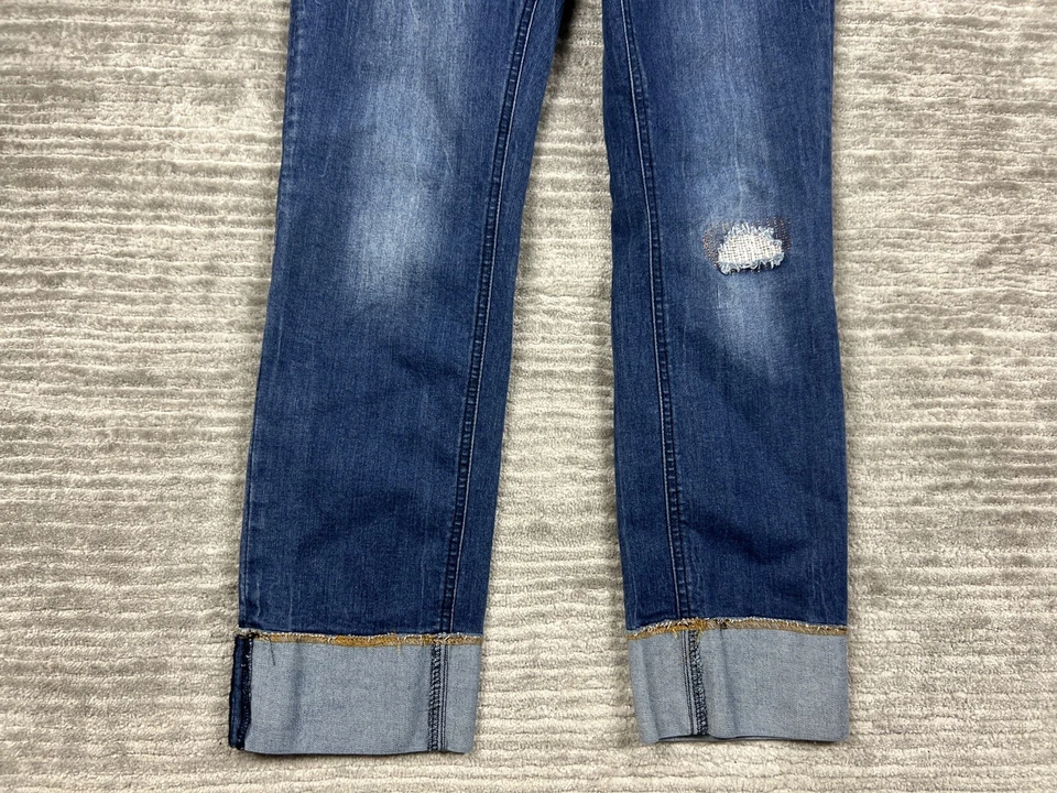 Jeans V Dorado Niñas 16.5 Plus Azul Denim Lavado Oscuro Puños Informales Foto 3 de 4