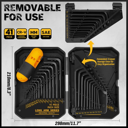 Hex Key Allen Wrench Set Hex Torx Key Set SAE & Metric Short Keys High Leverage - Picture 3 of 11