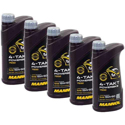 Aceite De Motor MANNOL 15W-50 4 Tiempos Powerbike 5x 1 Litro API SM - Imagen 2 de 6