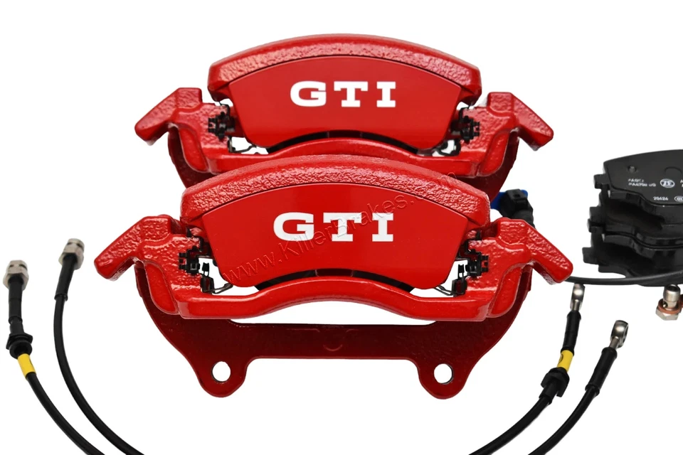 Front Golf 8 GTI Clubsport 2piston Brake calipers 5WA615123D 5WA615124D Red - Image 3 of 4