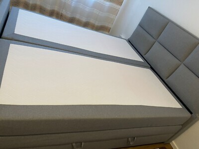 bed 180x200 high quality, very comfortable, no damage, gray and white color. 
