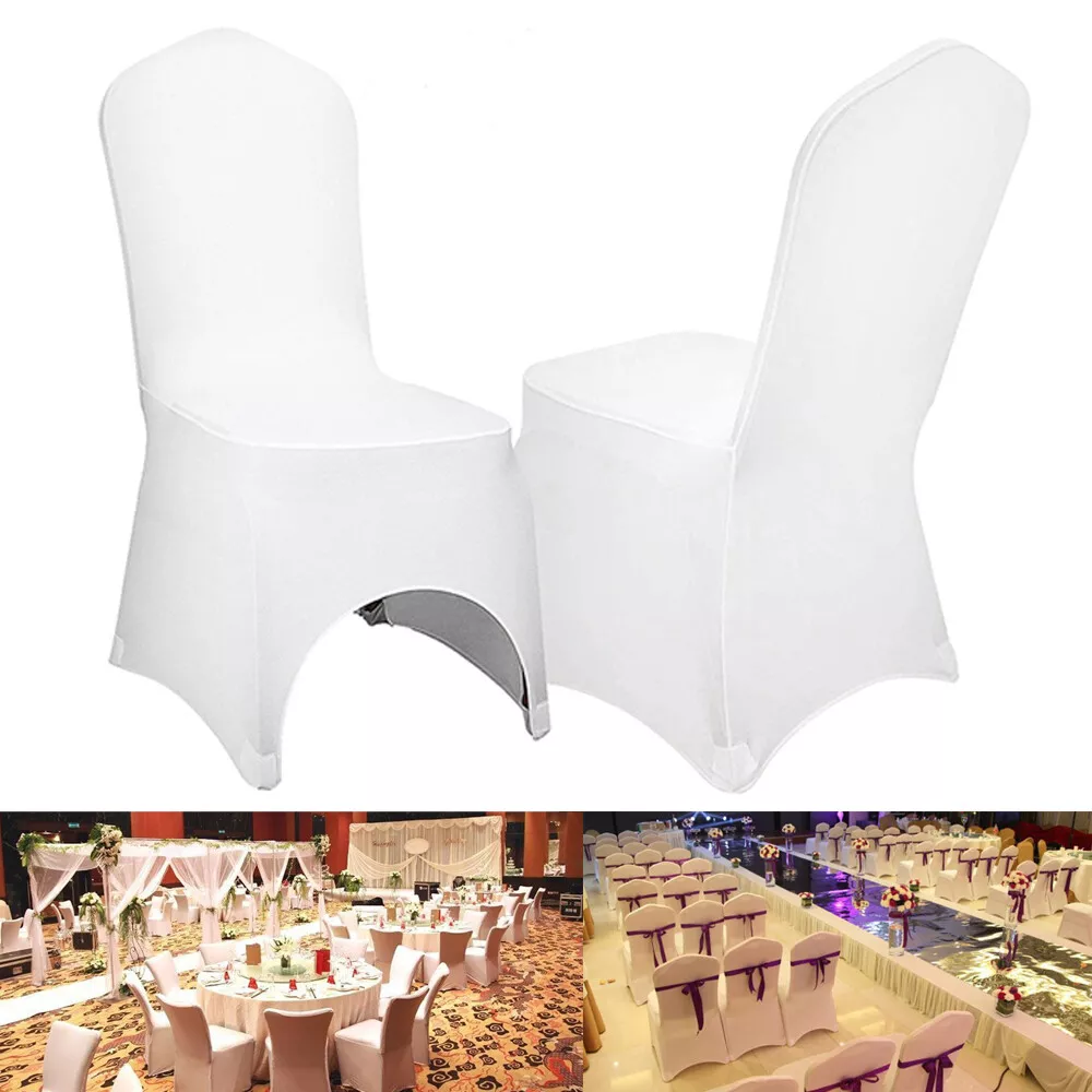 Large White Stretch Spandex Chair Covers Wedding Universal 100 Pcs Banquet Party