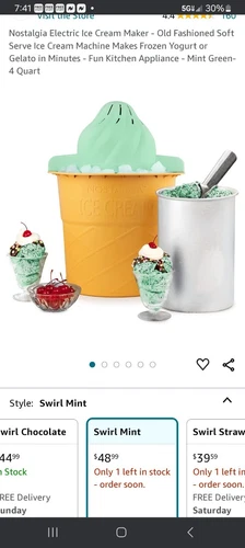 Nostalgia 4 qt. Mint Green Swirl Cone Ice Cream Maker