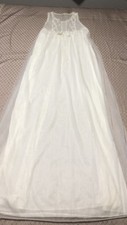 Vintage Miss Elaine Off White Double Chiffon Small Bow 249-A Nightgown Small