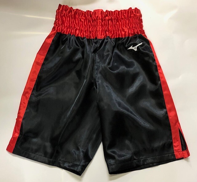 MIZUNO Boxing Pants Trunks Satin Black Red embroidery Long