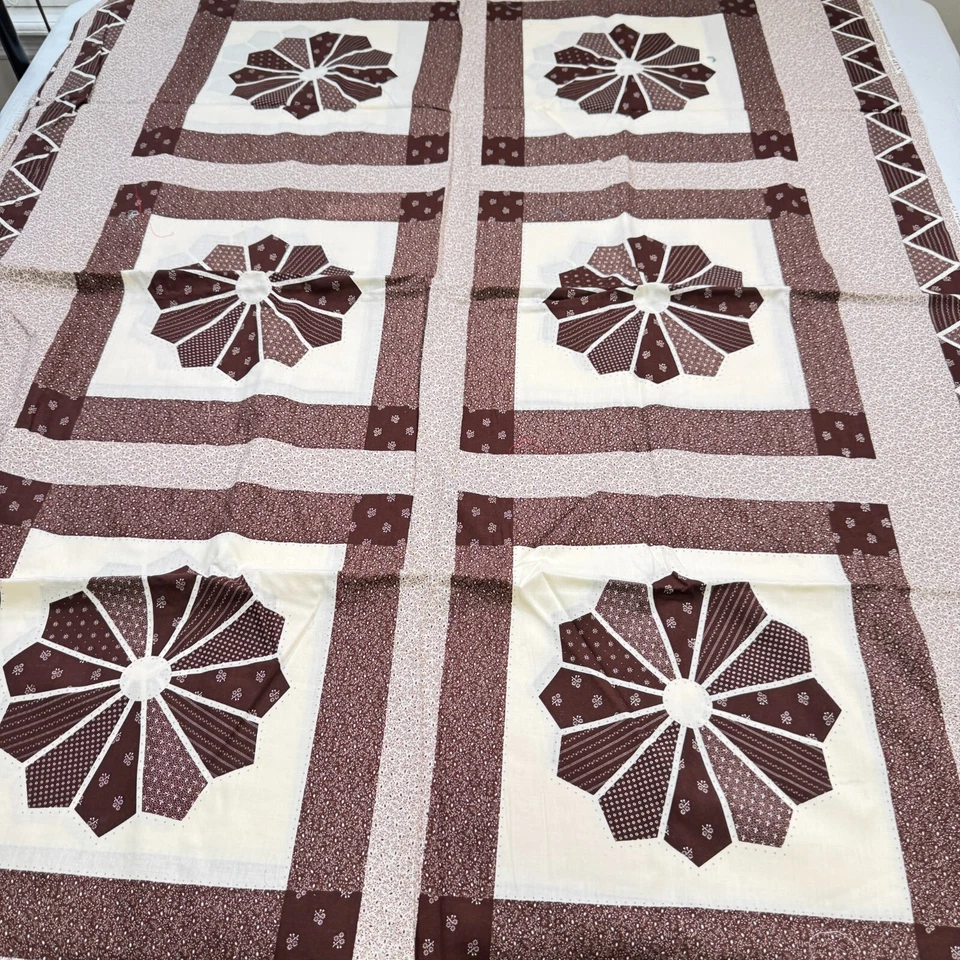 vintage cranston fabric brown dresden floral cotton 84x 98 2.72 yards - Image 2 of 4