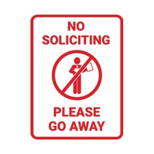Portrait Round No Soliciting Please Go Away Wall or Door Sign