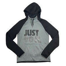 Nike Therma Fit Pullover Hoodie Size Small Gray  Black  Just Do It  Logo