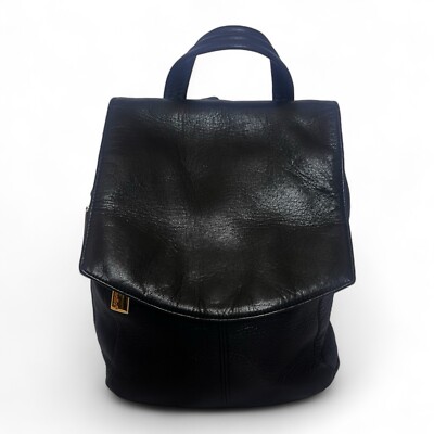 Vintage Y2K Tignanello Leather Mini Backpack Black Purse Pebble Genuine Leather