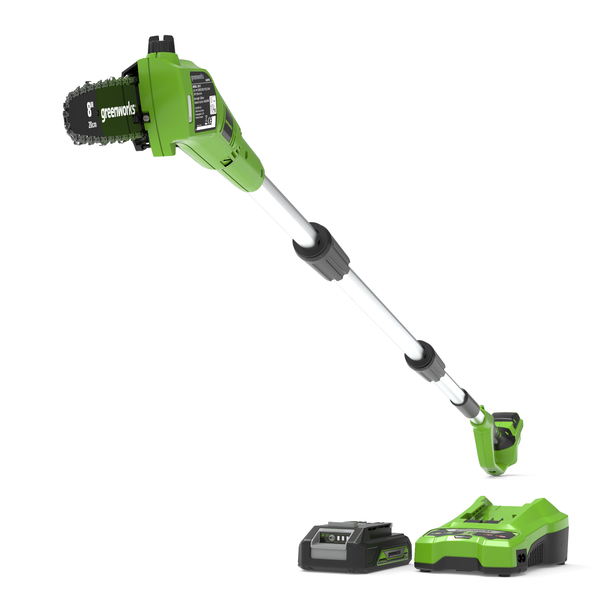 24V Akku Hochentaster 20Cm Greenworks G24PS20K2 Mit 2Ah Batterie Und LadegeräT-image