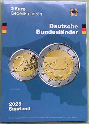 Deutschland 5x 2 Euro 2025 Saarland Saarschleife Gedenkmünzen ADFGJ Münzkarte - Bild 1 von 4