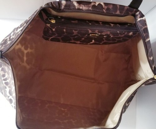 COACH Brown Leopard Print Getaway PACKABLE Travel Weekender Tote & Pouch NEW - Picture 4 of 7