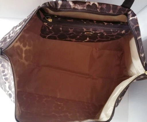 COACH Brown Leopard Print Getaway PACKABLE Travel Weekender Tote & Pouch Y2K NEW - Image 4 of 4