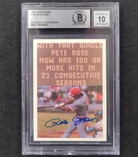 Pete Rose signed 1985 Topps #120 Cincinnati Reds Trading Card BAS BGS 10 auto