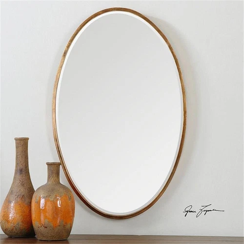Uttermost Herleva Oval Traditional Style Metal Mirror in Gold Finish - Picture 2 of 5