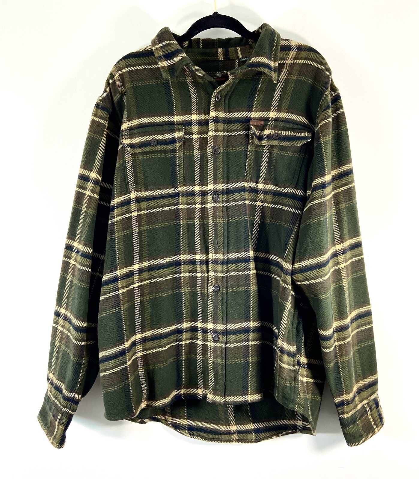 Orvis Men's XL Heavy Plaid Flannel Shirt Jacket in Green Brown-image
