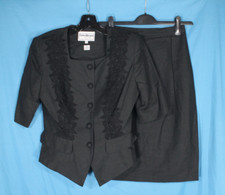 DONNA MORGAN Black LINEN BLEND Button-Up FLORAL LACE Jacket/Skirt OUTFIT SET 8