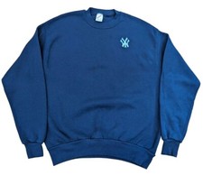 Vintage Jerzees Navy Blue Crewneck Pullover Sweatshirt Size Large L USA "WY"