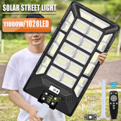 Commercial 1000000LM LED Outdoor Dusk to Dawn Solar Street Light Road Area Lamp