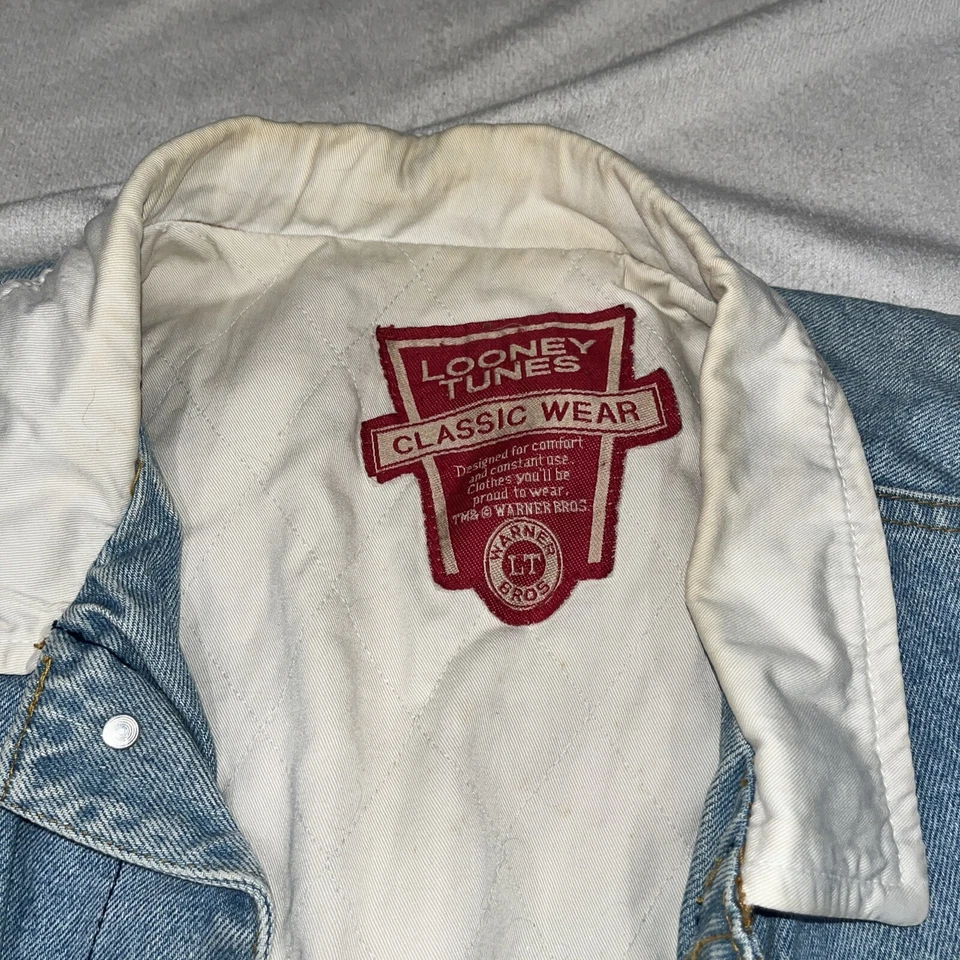 Chaqueta vaquera vintage 1996 Looney Toons Varsity Denim ropa clásica XL Foto 4 de 4