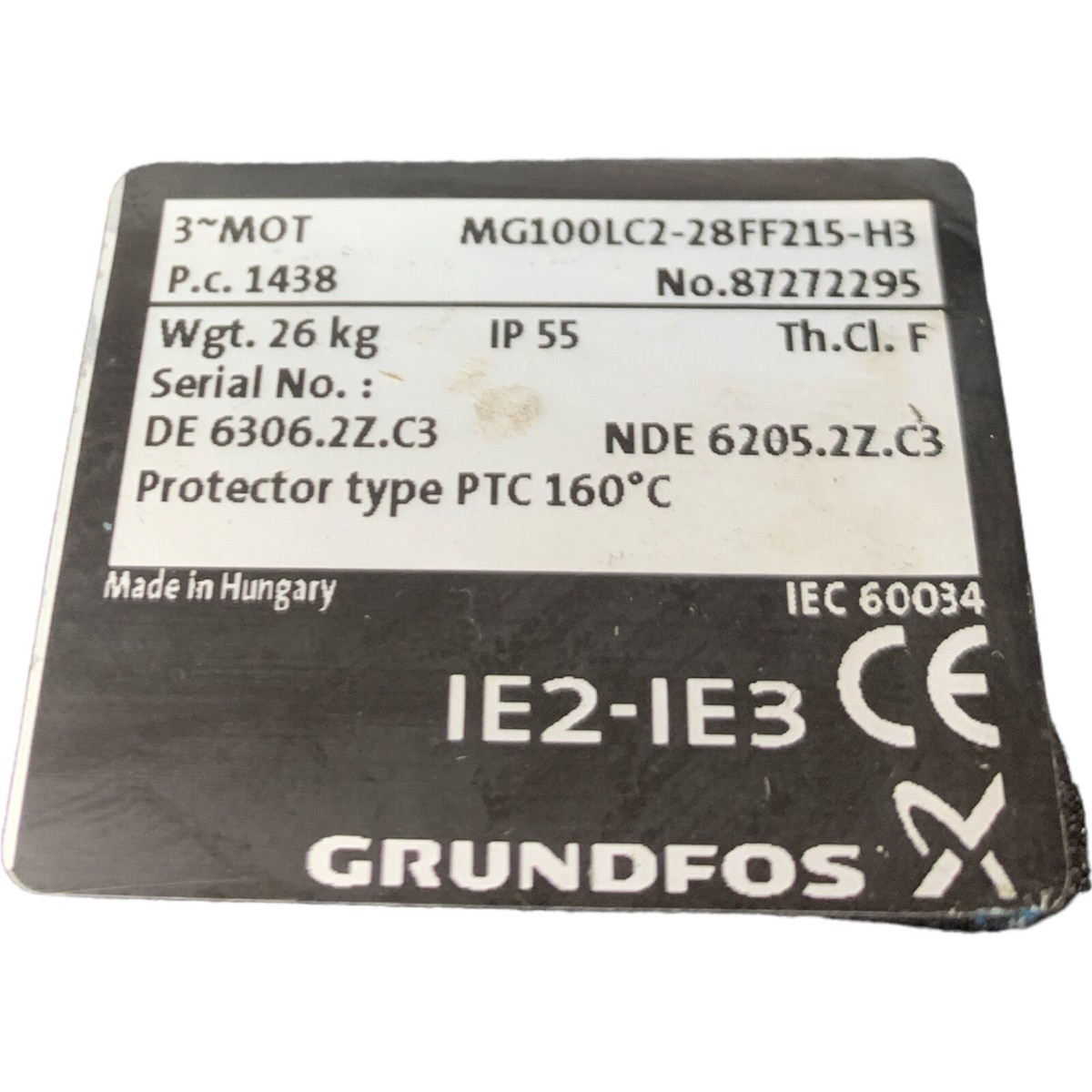 Grundfos MG100LC2-28FF215-H3 3kW 2900min Motor | eBay